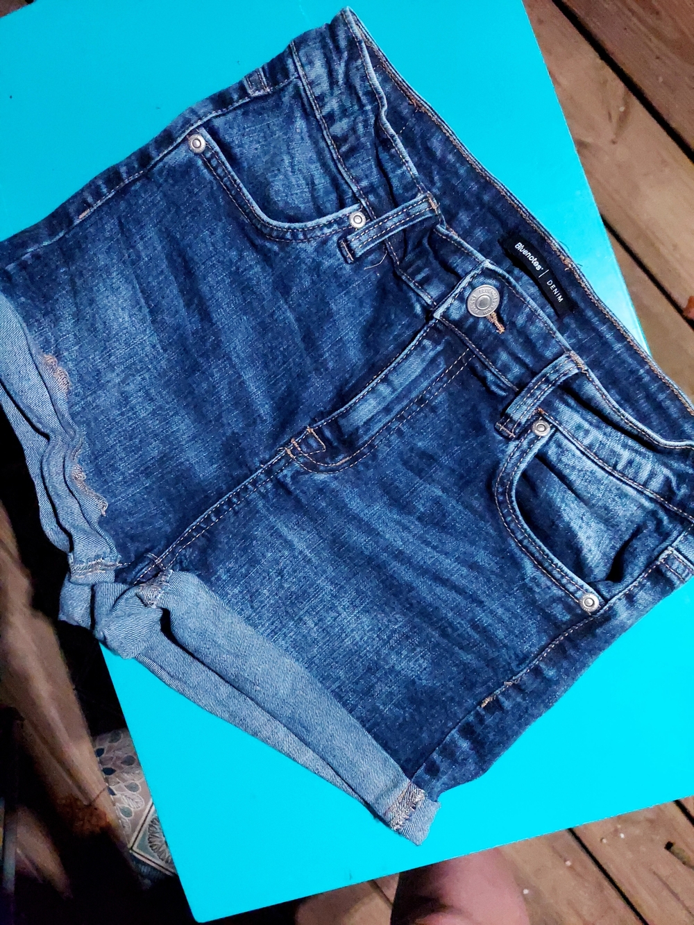 Bluenotes Denim Cuffed Hem Jean Shorts - Subtle Fade, Stretch